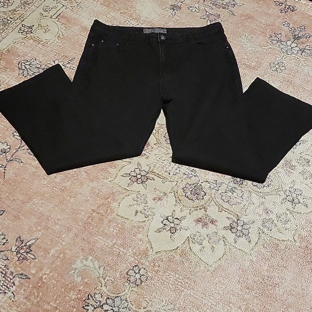 COS Black Stretchy Embellished 5 Pocket Boot Cut Jeans - Size 16